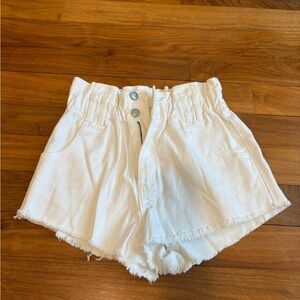 White High-Waisted Women Shorts